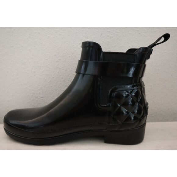 Hunter Women's Sz 5 Black Quilted Gloss Refined Slim Fit Chelsea Boots SIB - Picture 5 of 12